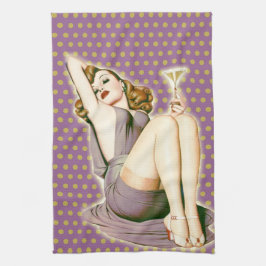 den purpurfärgade polka dots rockabilly martini kökshandduk