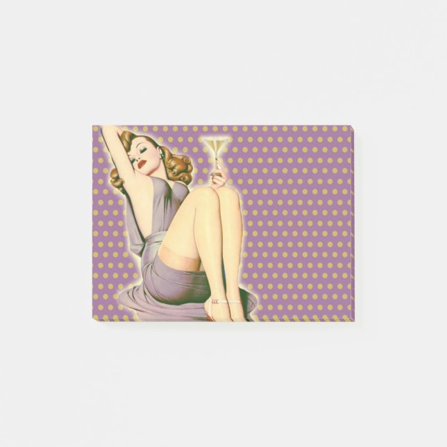 den purpurfärgade polka dots rockabilly martini post-it block (Framsida)