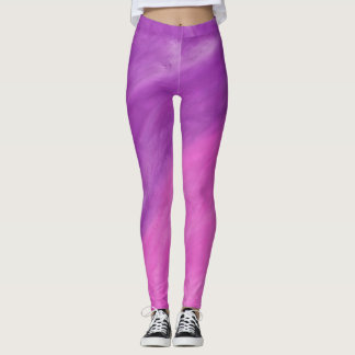 Den purpurfärgade & rosa vattenfärgen vinkar Yoga Leggings