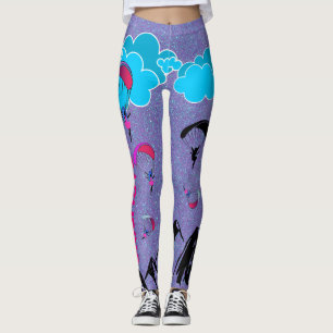Den purpurfärgade skälmskt naturväxen dammar av leggings