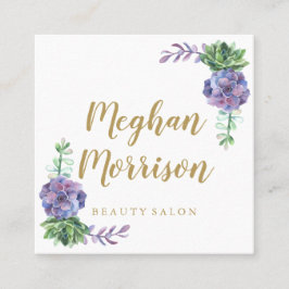 Den purpurfärgade suckulenten kvadrerar fyrkantigt visitkort