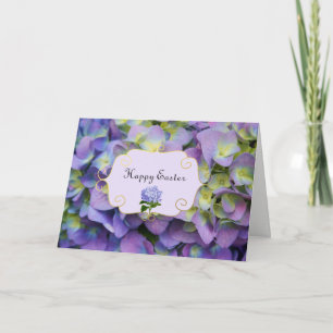 Den purpurfärgade vanlig hortensia blommar helgkort