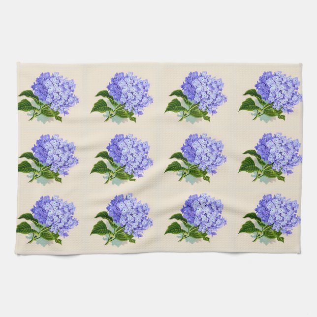 Den purpurfärgade vanlig hortensia blommar kökshandduk (Horisontell)