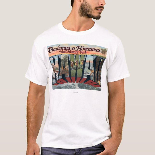 Den Puuhonua nollan Honaunau parkerar, Hawaii Tee Shirt (Framsida)