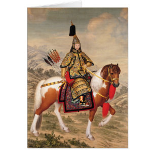 Den Qianlong kejsaren i ceremoniellt pansar Hälsningskort