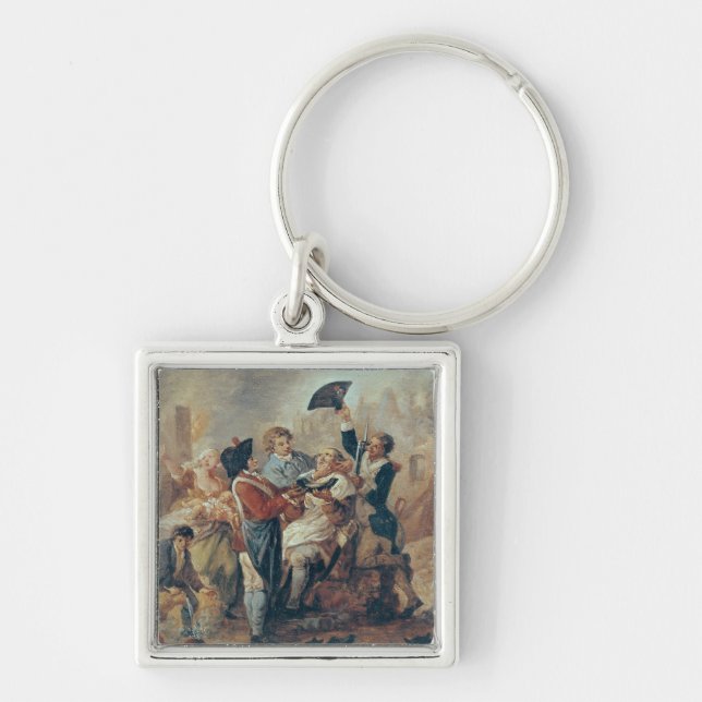 Den raka muggen av Lille, 1793 Fyrkantig Silverfärgad Nyckelring (Framsidan)