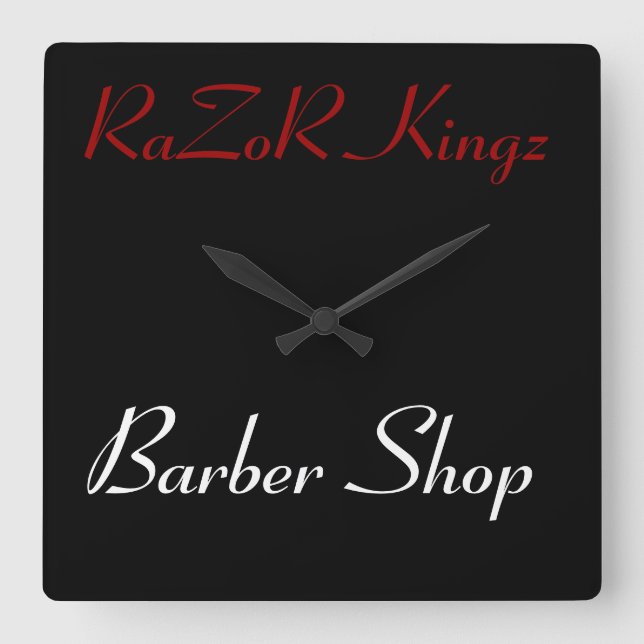 Den rakknivKingz barberaren shoppar befordrings- Fyrkantig Klocka (Framsida)