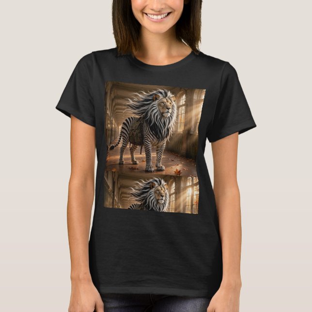 Den randiga forskaren | Fantastisk Lejon Zebra Äve T Shirt (Framsida)
