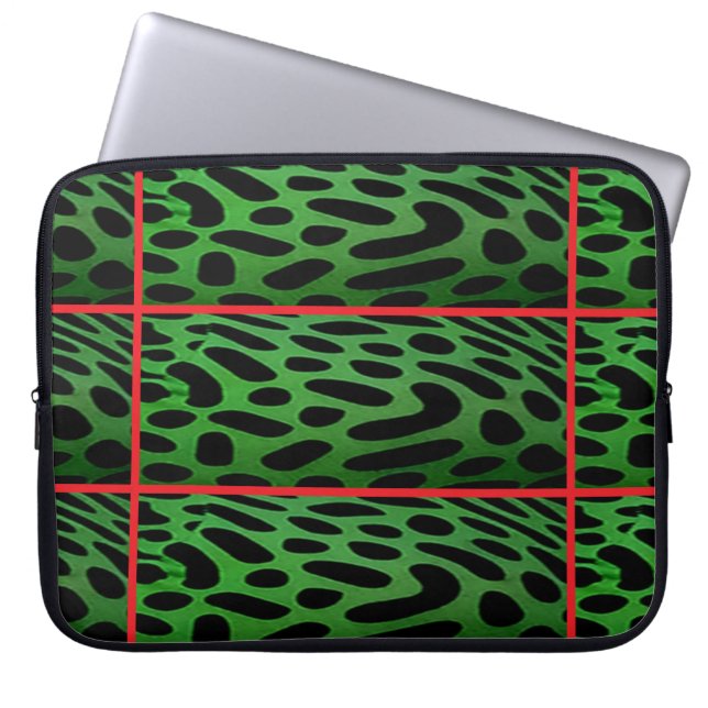 Den randiga gröna leoparddatorns elektronikväska laptop fodral (Framsidan)