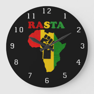 Den Rasta svarten driver näven över Africa. Stor Klocka