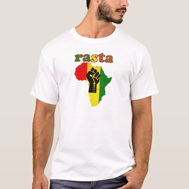 Den Rasta svarten driver näven över afrika T-shirt (Framsida)