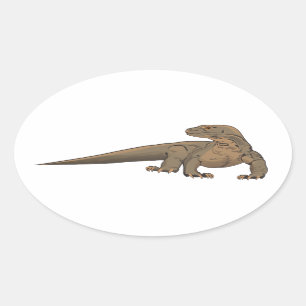 Den realistiska Komodo draken/övervakar ödlan Ovalt Klistermärke
