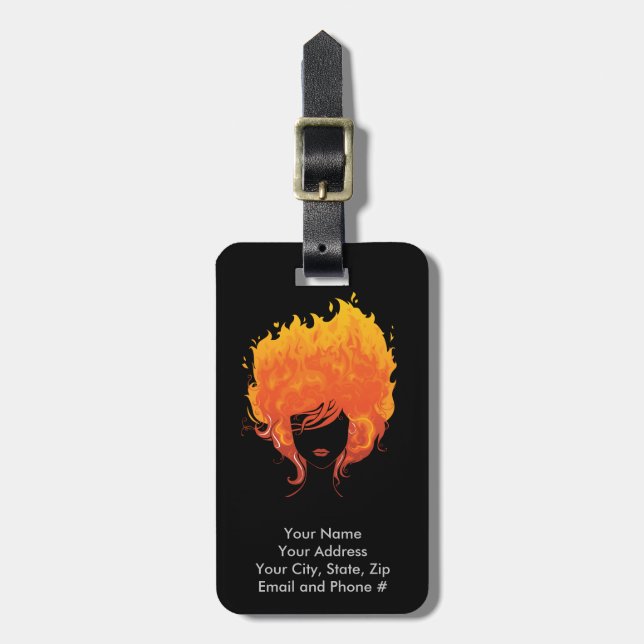 Den Redheaded kvinnan som är röd avfyrar hår Bagagebricka (Vertikal Framsida)