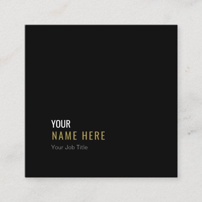 Den rena Minimalist moderna svarten kvadrerar Fyrkantigt Visitkort (Framsida)