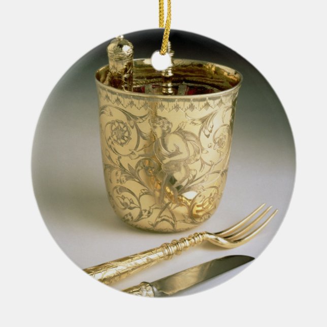 Den resande uppsättningen av en knivar, dela sig, julgransprydnad keramik (Framsidan)