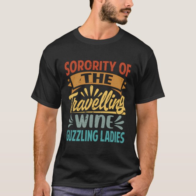Den resande Vin Guzzling Dam - T Shirt (Framsida)