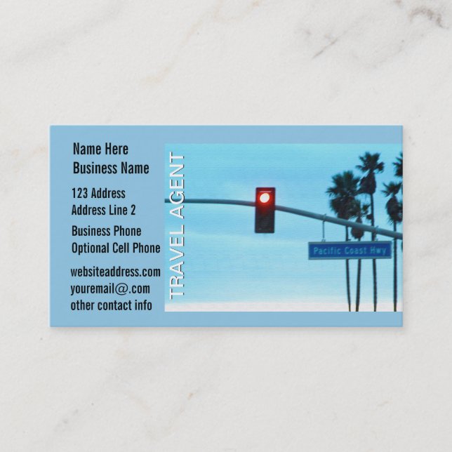 Den resebyråmanStillahavskustenKalifornien Visitkort (Framsida)