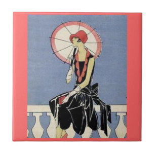Den Retro art décodamen belägger med tegel Kakelplatta