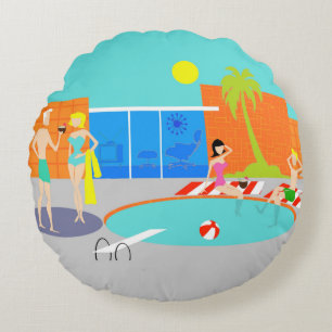 Den Retro bassängpartyrundan kudder Rund Kudde