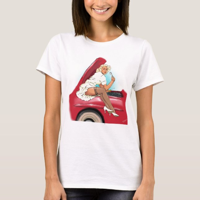 Den Retro bilen och modellerar Tee Shirt (Framsida)