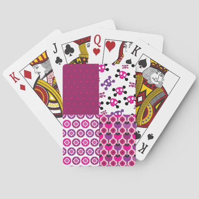Den Retro blommaskallepolkaen pricker Spel Kort (Baksidan)