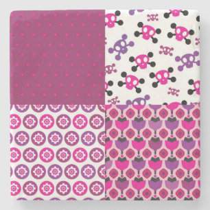 Den Retro blommaskallepolkaen pricker Stenunderlägg