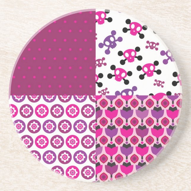Den Retro blommaskallepolkaen pricker Underlägg (Framsidan)