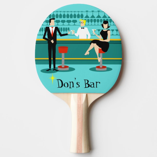 Den Retro cocktailbarpingen Pong paddlar Pingisracket (Framsidan)