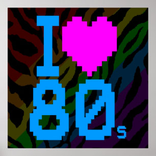 Den Retro Corey tiger80-tal älskar jag 80-tal Poster