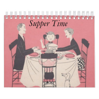 Den Retro familjkalendern med förser med text Kalender