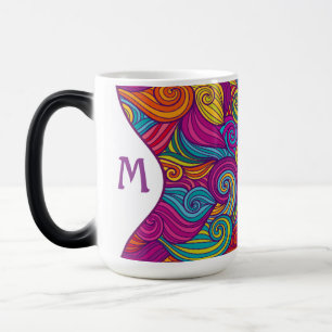 Den Retro färgrika juveln tonar Swirly vinkar Magisk Mugg