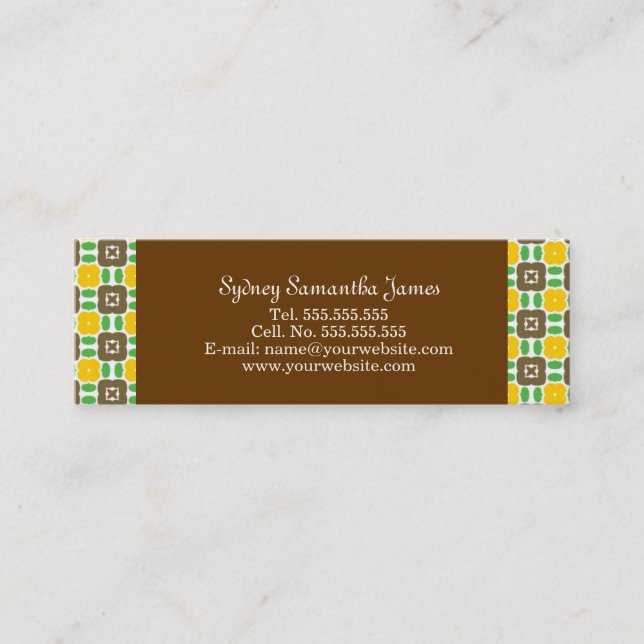 Den Retro gult & bruntet profilerar kortet Mini Visitkort (Framsida)