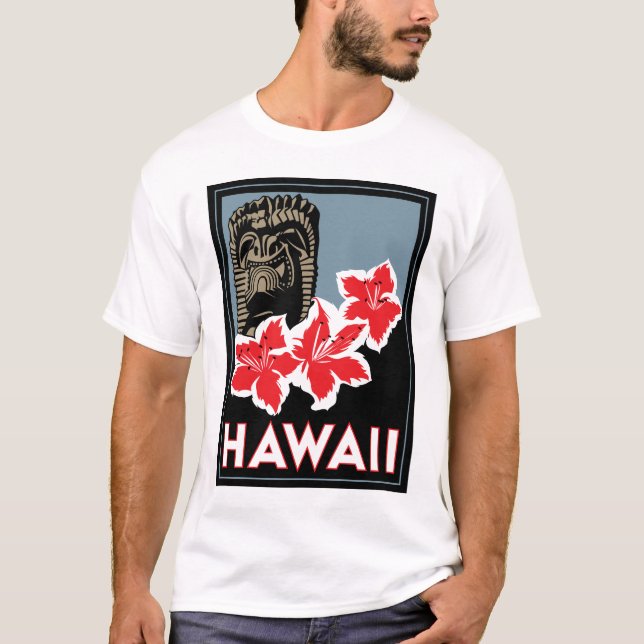 den retro hawaii United States USA art déco reser T-shirt (Framsida)