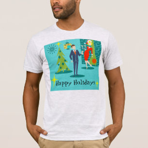 Den Retro helgdagtecknaden kopplar ihop T-tröja T Shirt