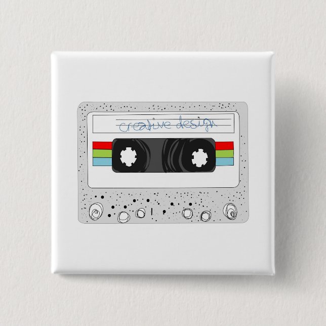 Den Retro kassetten tejpar 80-talstil Knapp (Framsida)