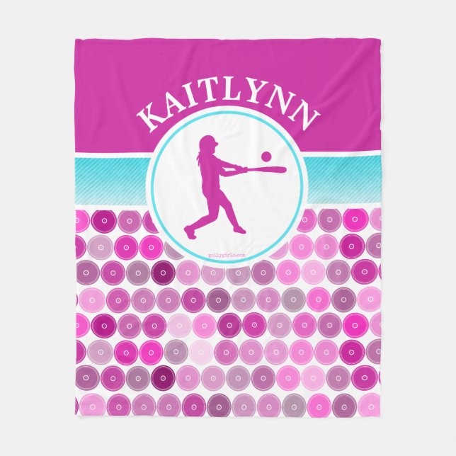 Den Retro lilan cirklar softball av Golly flickor Fleecefilt (Framsidan)