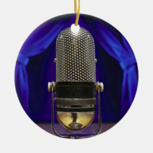 Den Retro mikrofonen & arrangerar gardiner Julgransprydnad Keramik
