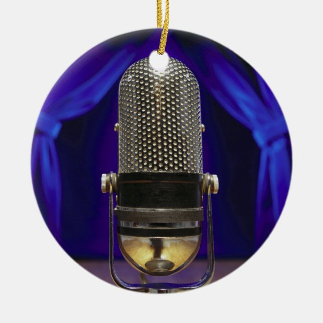 Den Retro mikrofonen & arrangerar gardiner Julgransprydnad Keramik (Framsidan)