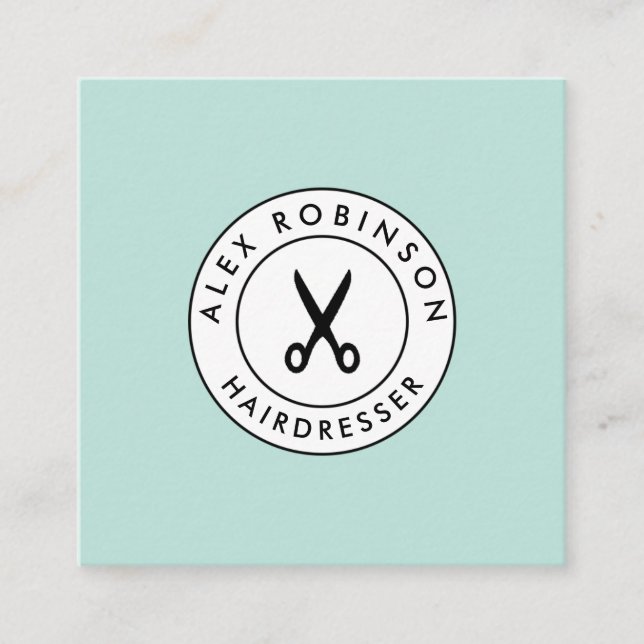 Den Retro moderna frisören kvadrerar visitkorten Fyrkantigt Visitkort (Framsida)