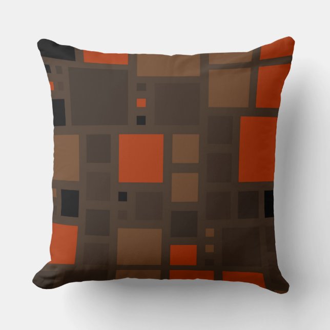 Den Retro mosaiken kvadrerar | den bruna orangen Kudde (Framsida)