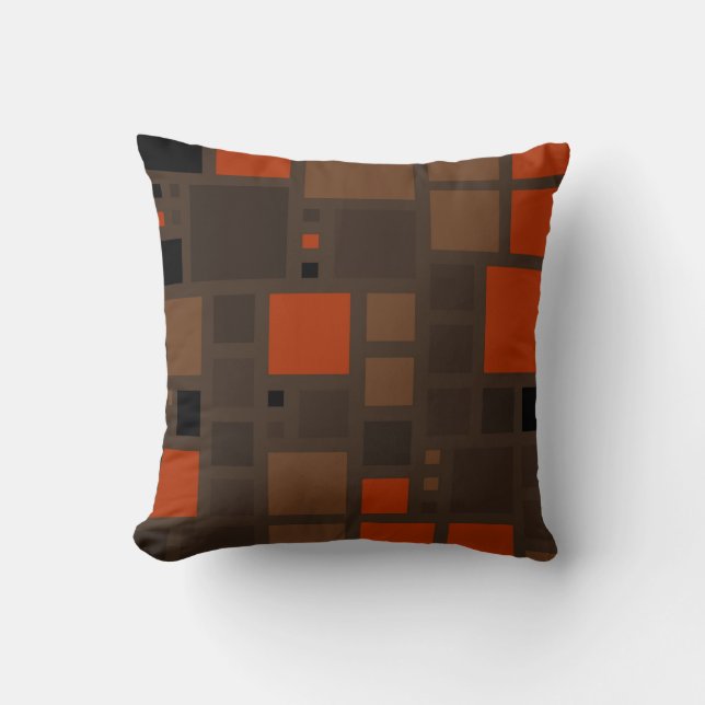 Den Retro mosaiken kvadrerar | den bruna orangen Kudde (Framsida)