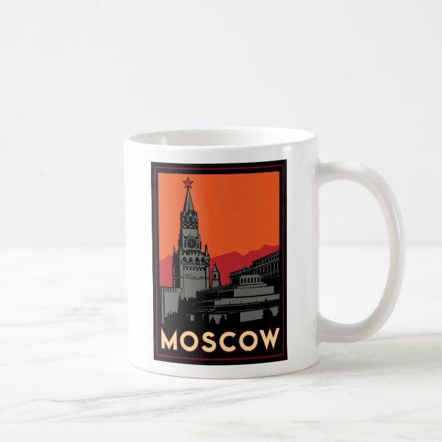 den retro moscow russia kremlin art déco reser kaffemugg (Höger)