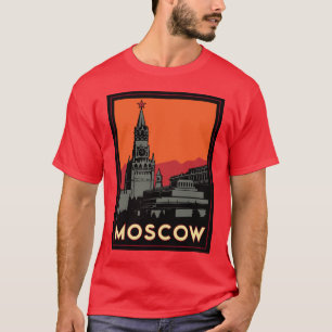 den retro moscow russia kremlin art déco reser t shirt