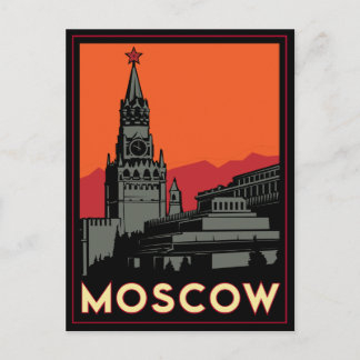 den retro moscow russia kremlin art déco reser vykort
