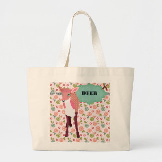 Den Retro nätt rosa hjortblommigten hänger lös Jumbo Tygkasse