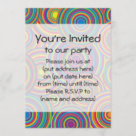 Den Retro regnbågen cirklar mönster Inbjudningar