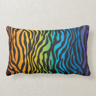 Den Retro regnbågezebra trycklumbaren kudder Lumbarkudde