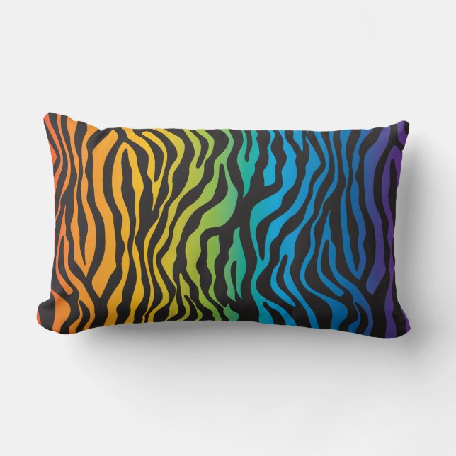 Den Retro regnbågezebra trycklumbaren kudder Lumbarkudde (Framsida)
