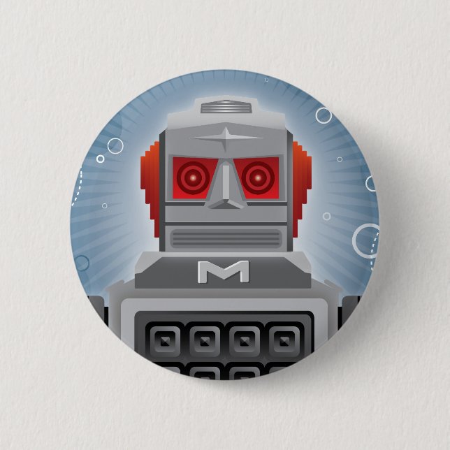 Den Retro roboten knäppas Knapp (Framsida)