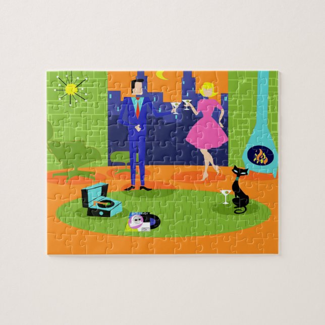 Den Retro romantiska aftonen kopplar ihop pussel (Horisontell)